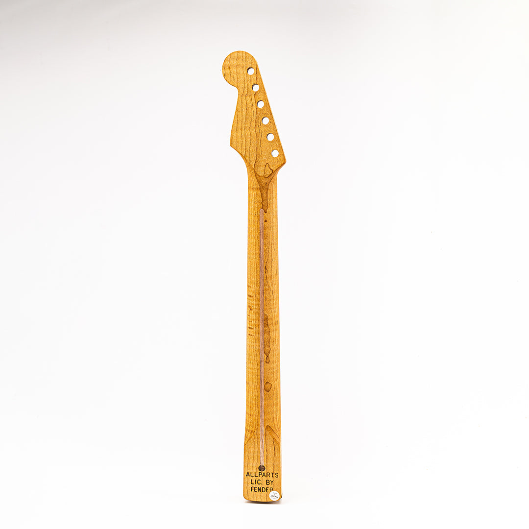 Allparts Select Unfinished AAA+ Roasted Flame Maple "Ultra-MOD" Neck for Strat, Maple Fretboard - Licensed by Fender