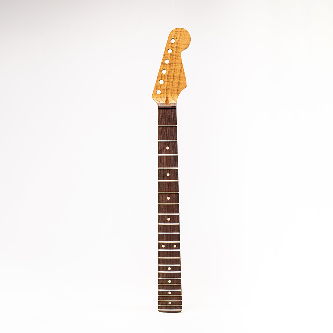 Allparts Select Unfinished AAA+ Roasted Flame Maple "Ultra-MOD" Neck for Strat, Rosewood Fretboard - Licensed by Fender