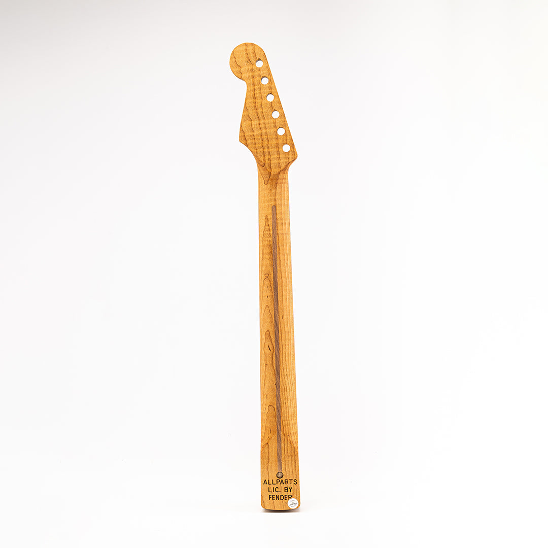 Allparts Select Unfinished AAA+ Roasted Flame Maple "Ultra-MOD" Neck for Strat, Rosewood Fretboard - Licensed by Fender