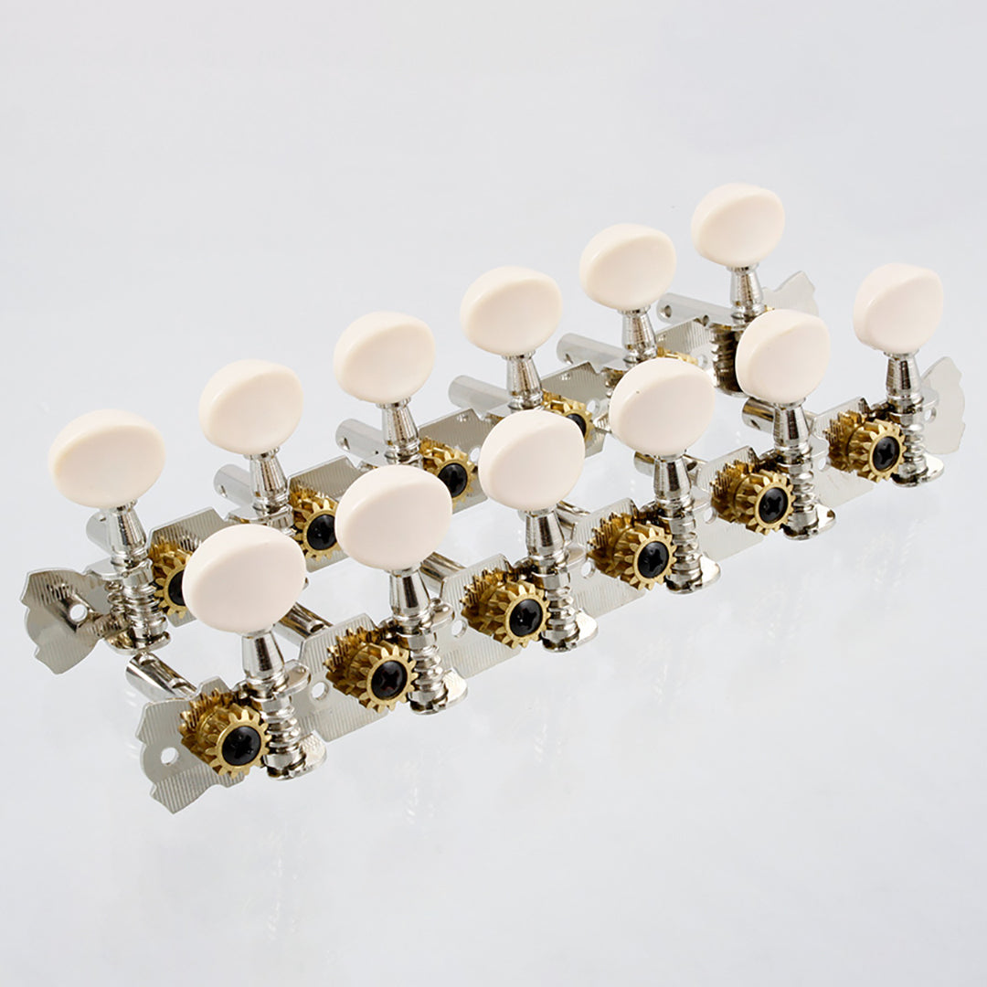 12-String Tuning Keys, 6-On-Plate, Nickel
