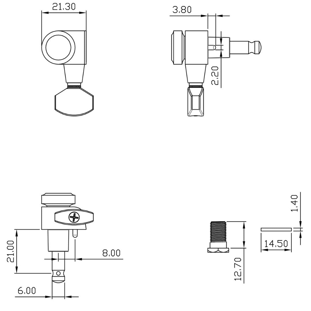 Top Lock 3x3 Mid-Sized Locking Tuning Keys, Single Pin