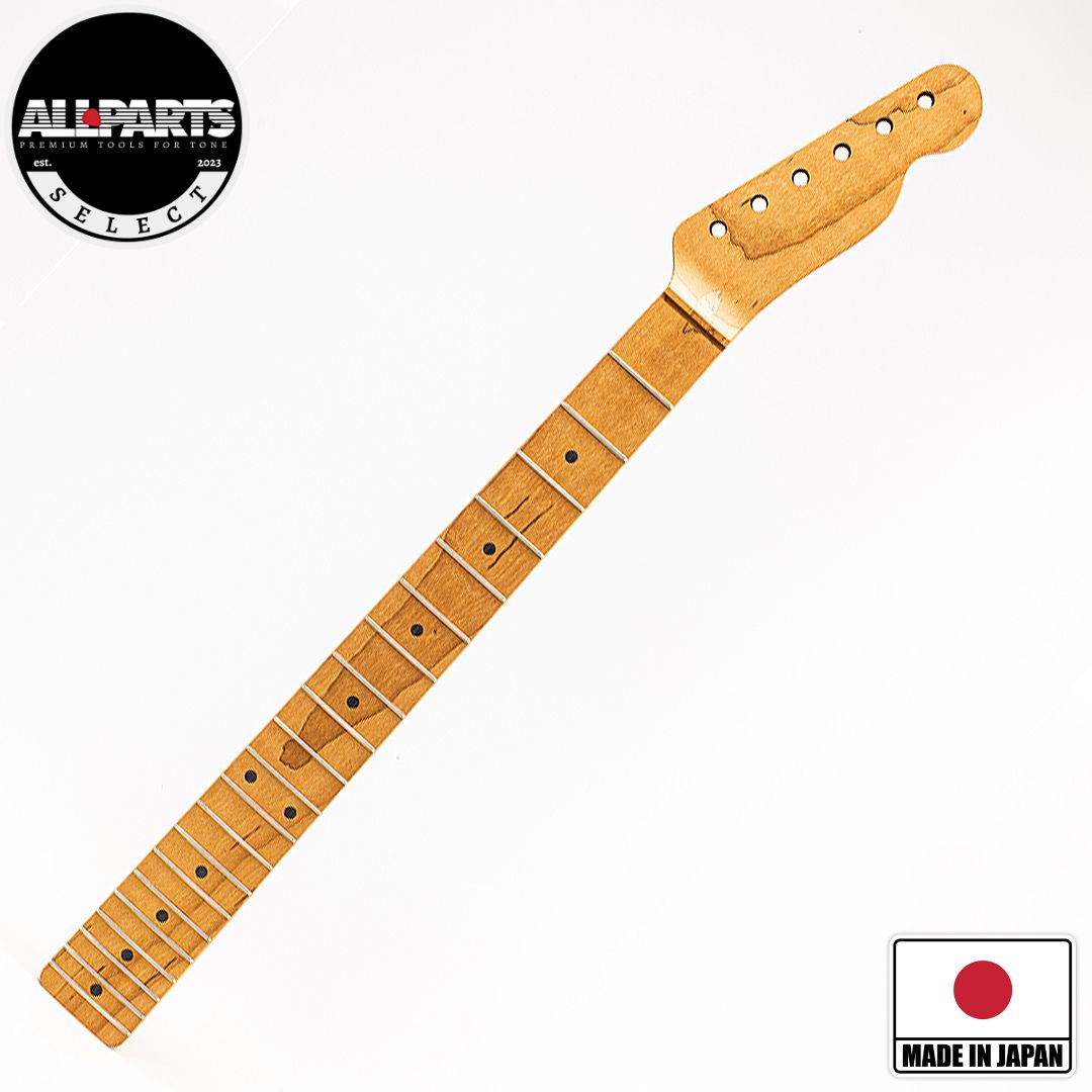 Allparts Select AAA+ Roasted Flame Maple VIN-MOD Soft V Neck for Tele, Unfinished
