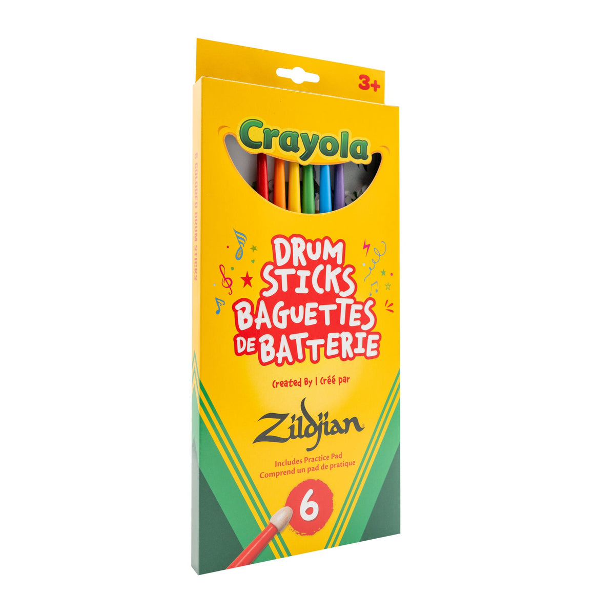 Zildjian x Crayola Pack, 6 Kids Drumsticks & Pad