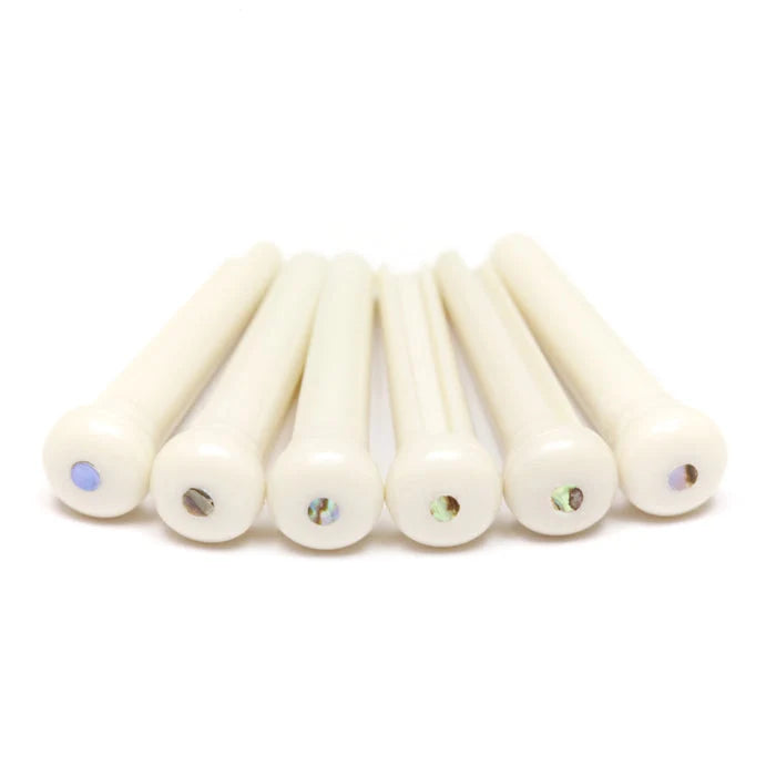 Graph Tech TUSQ Tradtional Bridge Pins 2mm White / Paua Dot (6 Pcs)
