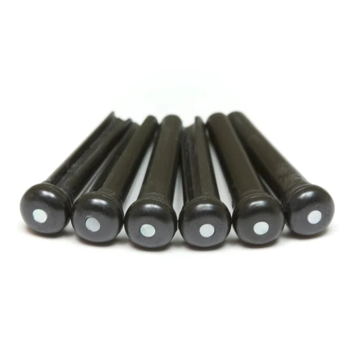 Graph Tech TUSQ Tradtional Bridge Pins 2mm Black / M.O.P. Dot (6 Pcs)