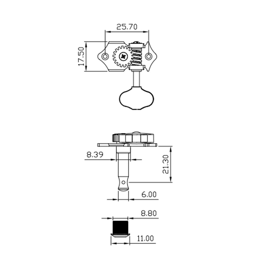 True Tune 3x3 Open Gear Tuning Keys, Nickel