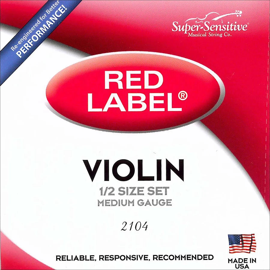 D'Addario Red Label 1/2 Violin String Set, Medium Tension