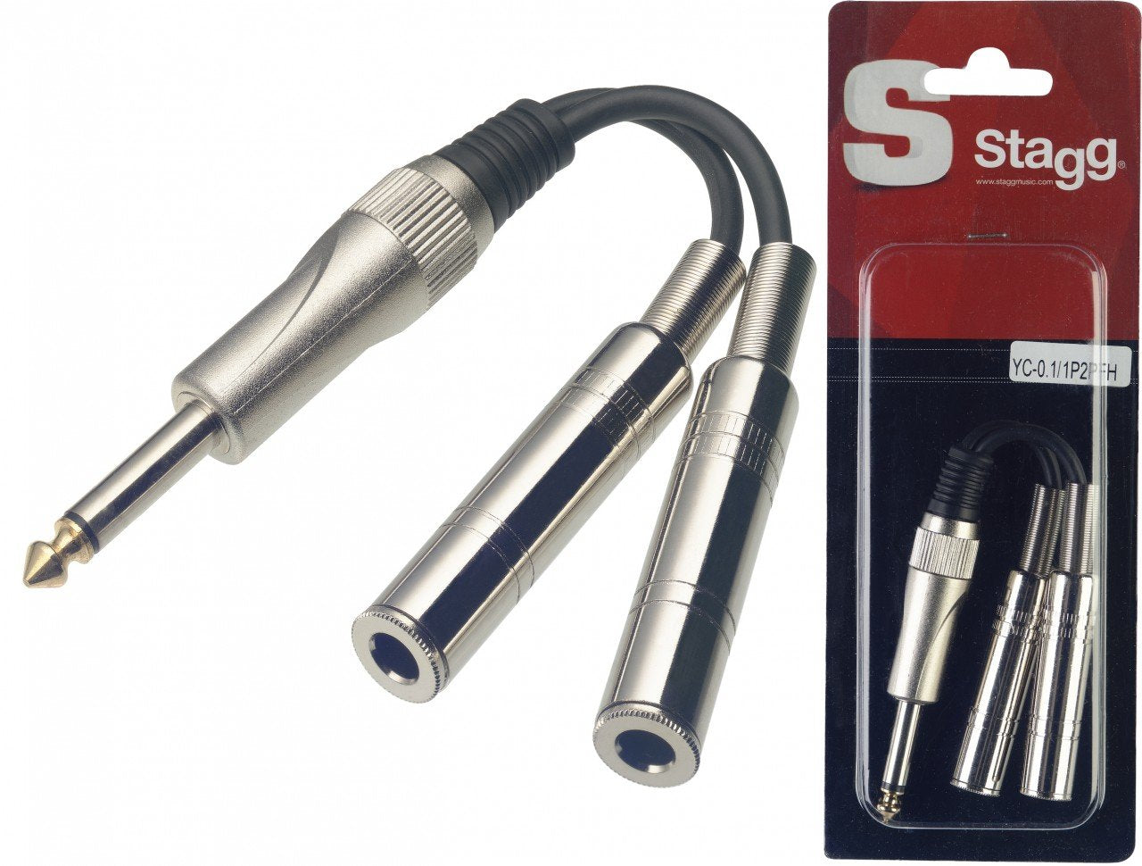 Stagg 1/4" TS Male to Dual 1/4" TS Female Adapter Cable