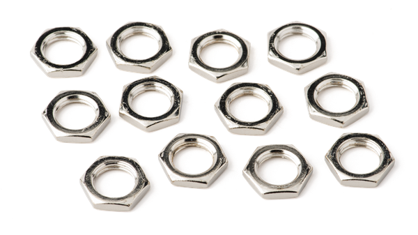 Fender Amp Jack Nuts, Hex 7/16 - 20 x 1/8, Nickel (12)