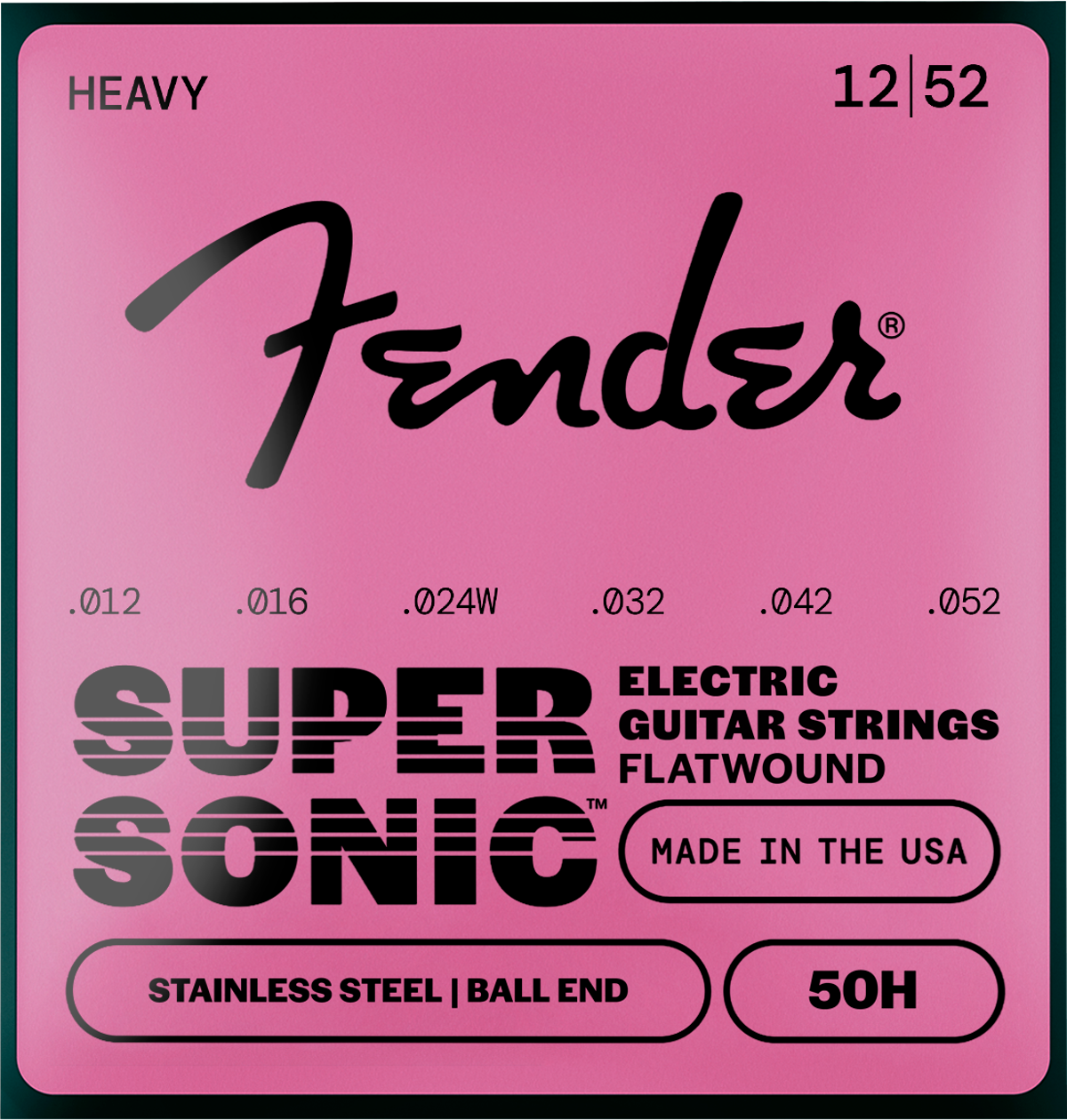 Fender Stainless Flatwounds, (50 L) Stainless Steel Flatwound Ball End Set