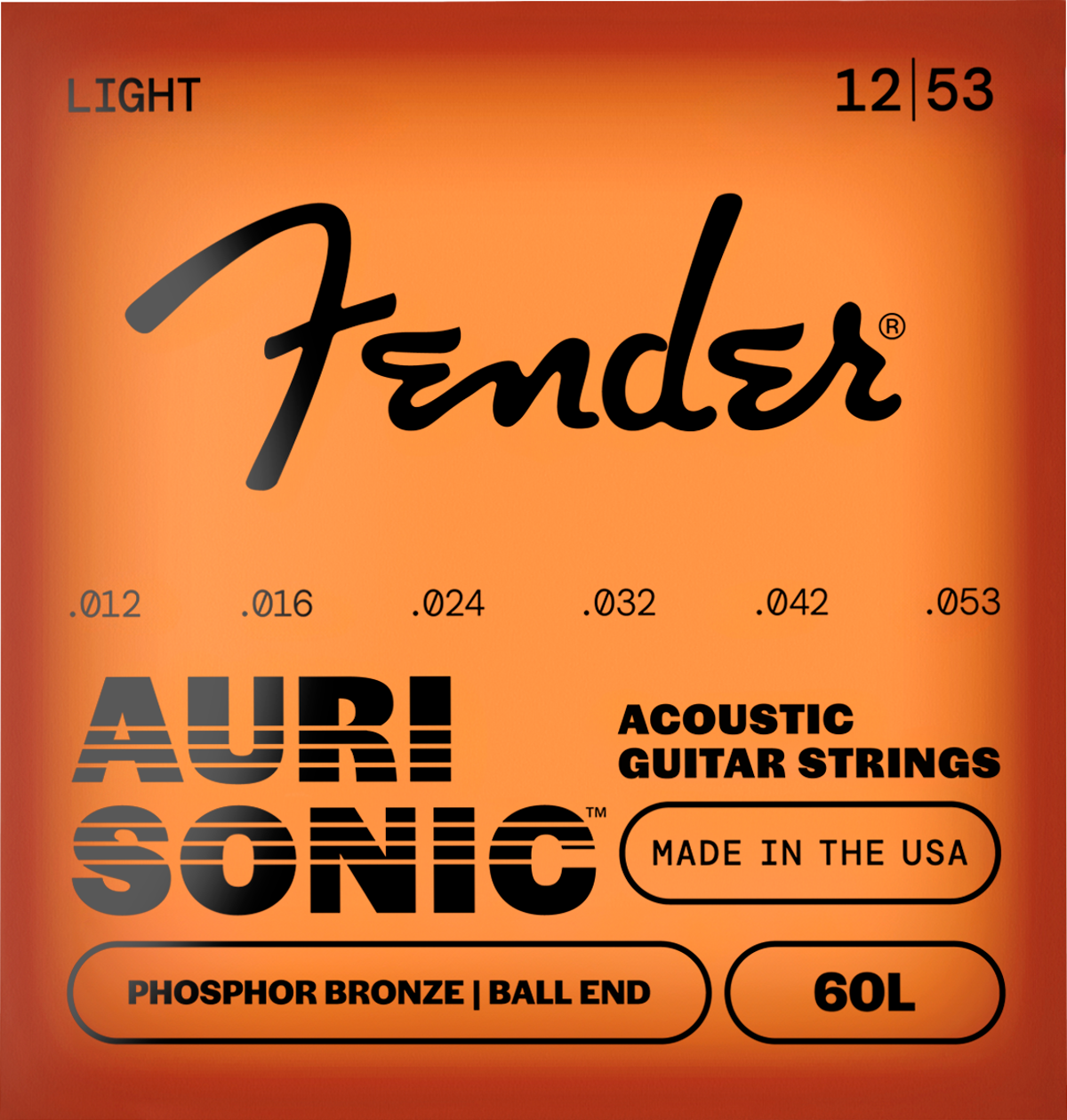 Fender 60L Ball End Phosphor Bronze Acoustic Strings, 12-53