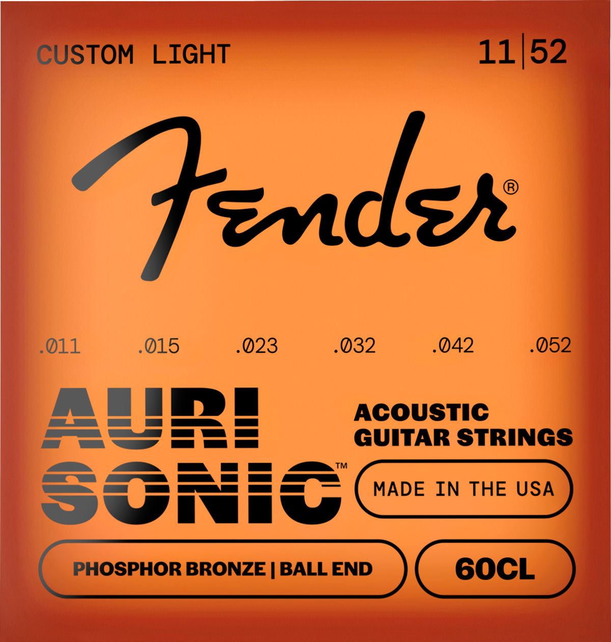 Fender 60CL Ball End Phosphor Bronze Acoustic Strings, 11-52