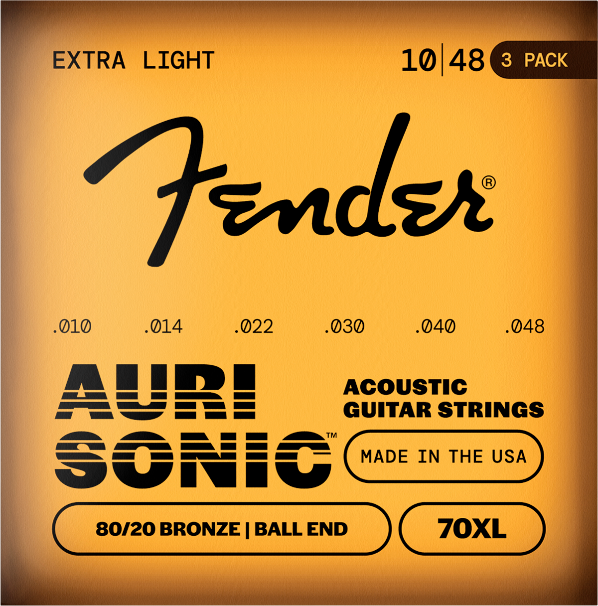 Fender 70XL Ball End 80/20 Bronze Acoustic Strings (3-Pack), 10-48