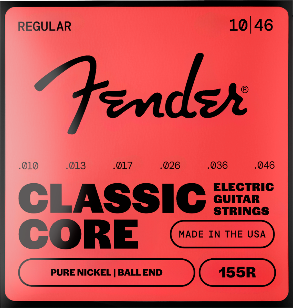 Fender Classic Core 155 Ball End Electric Guitar Strings, Vintage Nickel