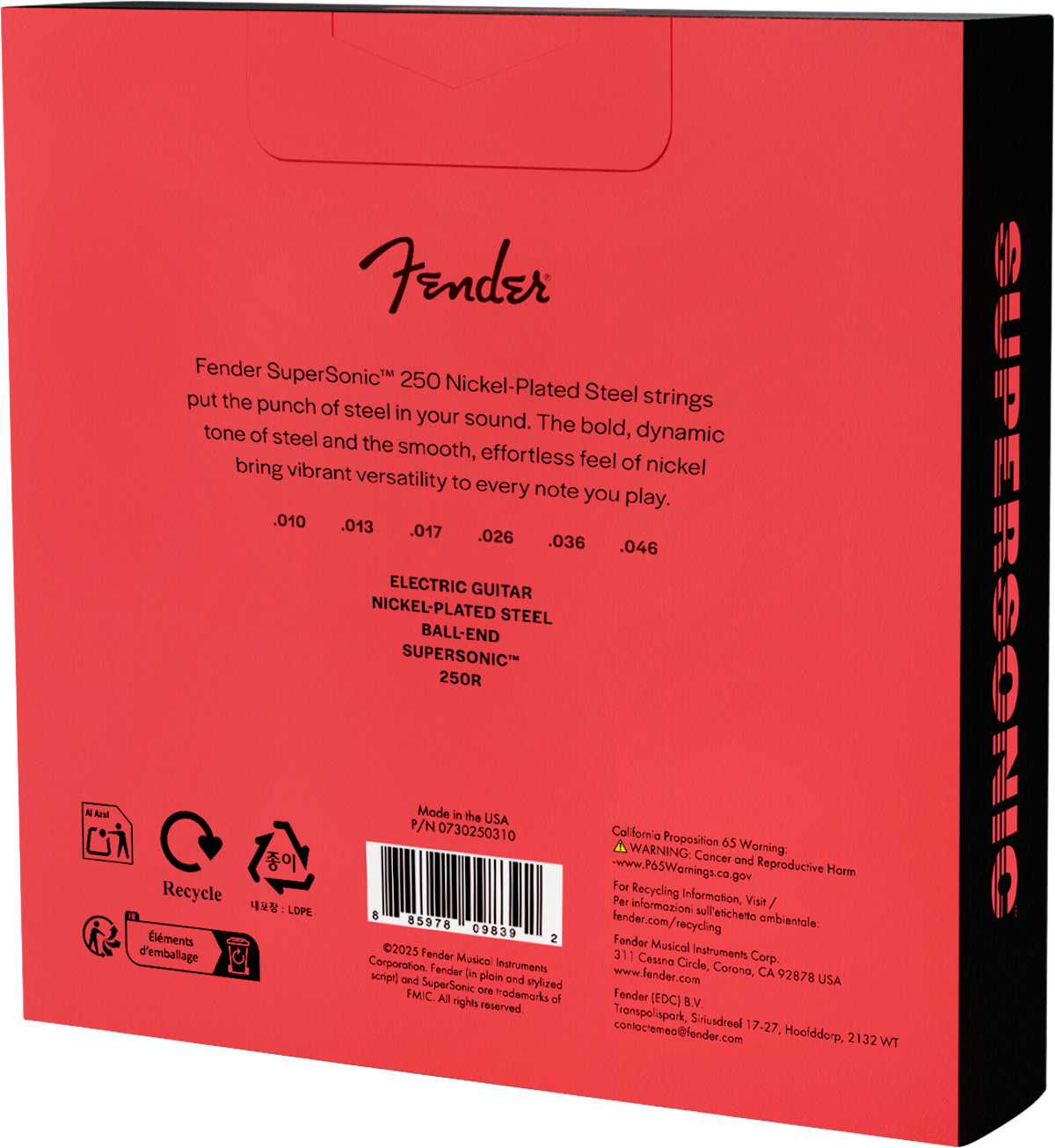 Fender Super 250's 250R Ball End Strings, NPS, 10-46