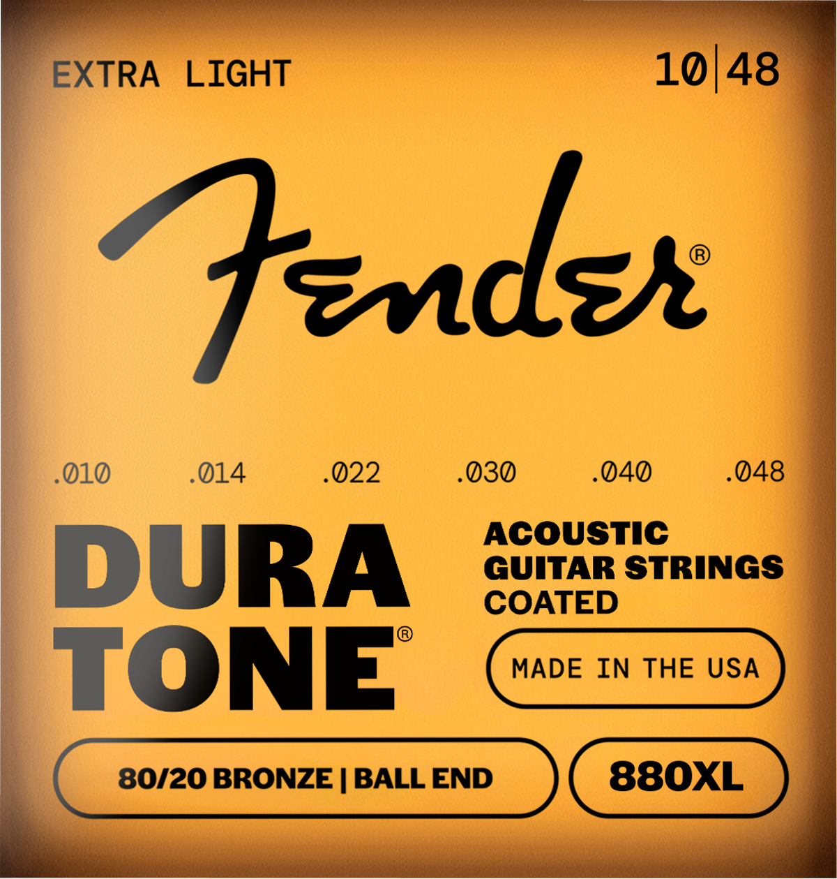 Fender Dura-Tone Coated Ball End Acoustic Strings, 80/20 Bronze