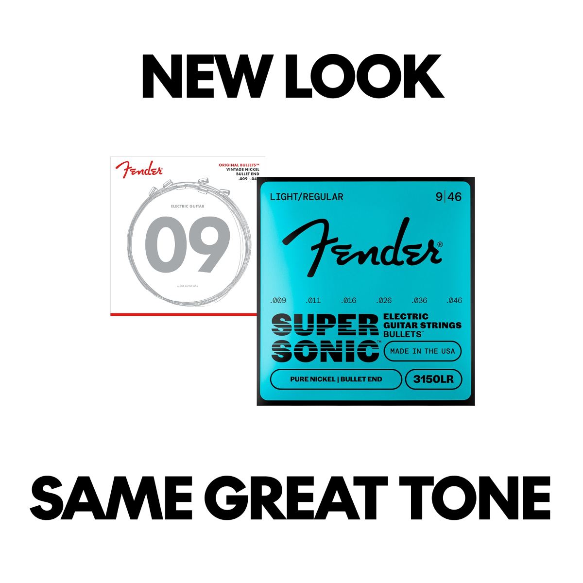 Fender Original Bullets 3150LR Bullet End Strings, Pure Nickel, 9-46