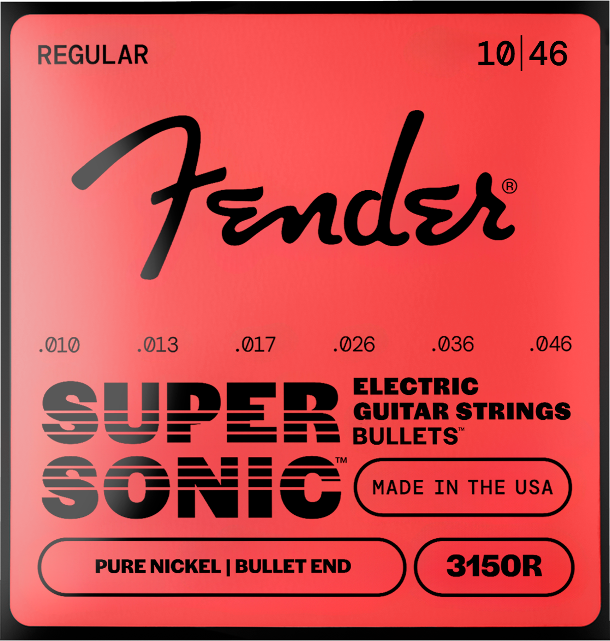 Fender Original Bullets 3150R Bullet End Strings, Pure Nickel, 10-46