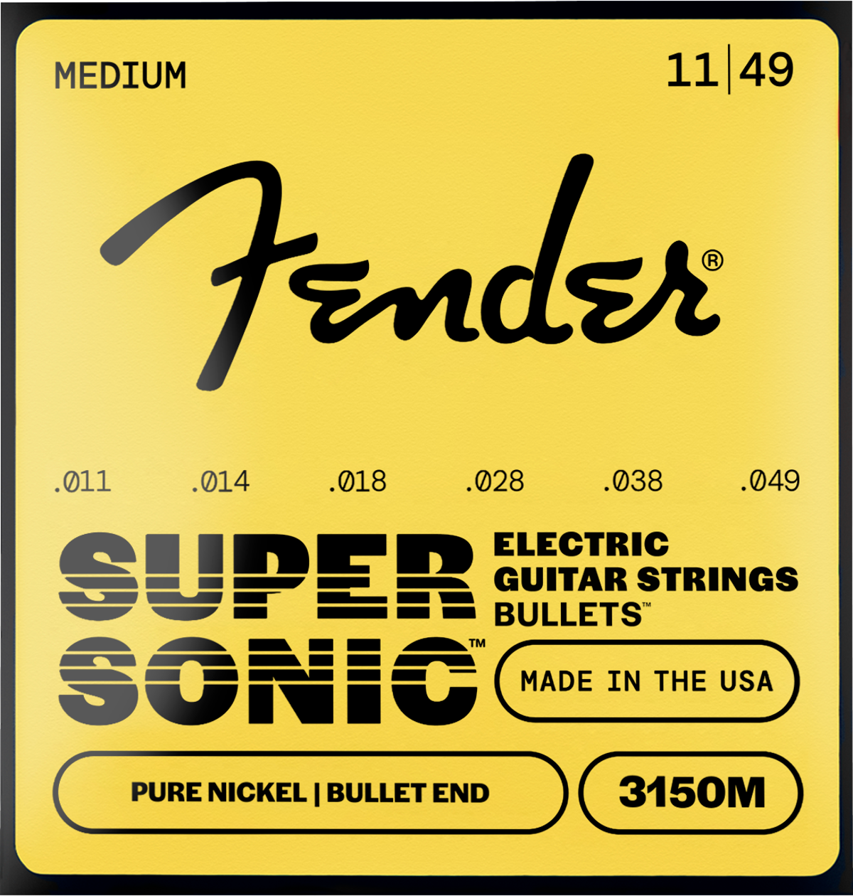 Fender Original Bullets 3150M Bullet End Strings (12-Pack), Pure Nickel, 11-49