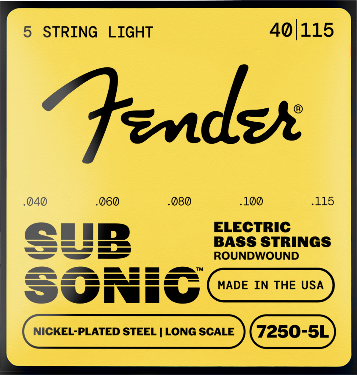 Fender Super 7250's Long Scale 5-String Bass Strings, NPS