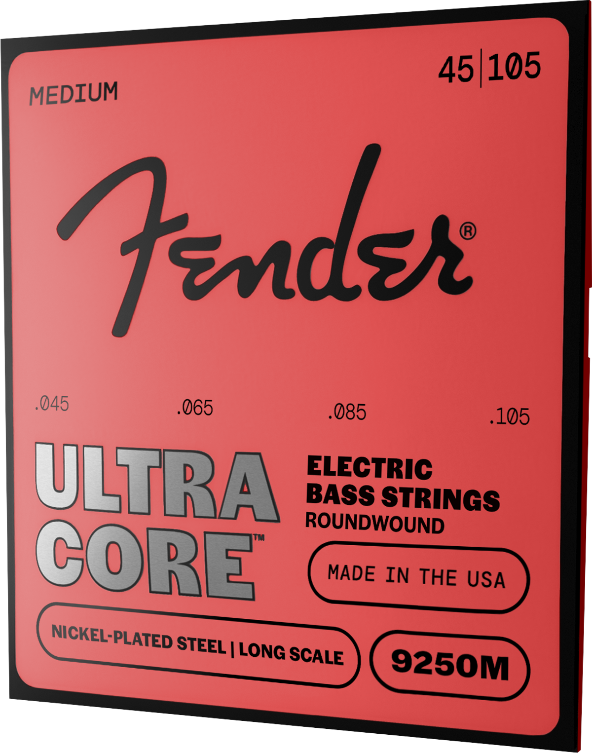 Fender 9250 Ultracore Bass Strings, Nickel Plated Steel, Ball End, 9250M Gauges .045-.105, (4)