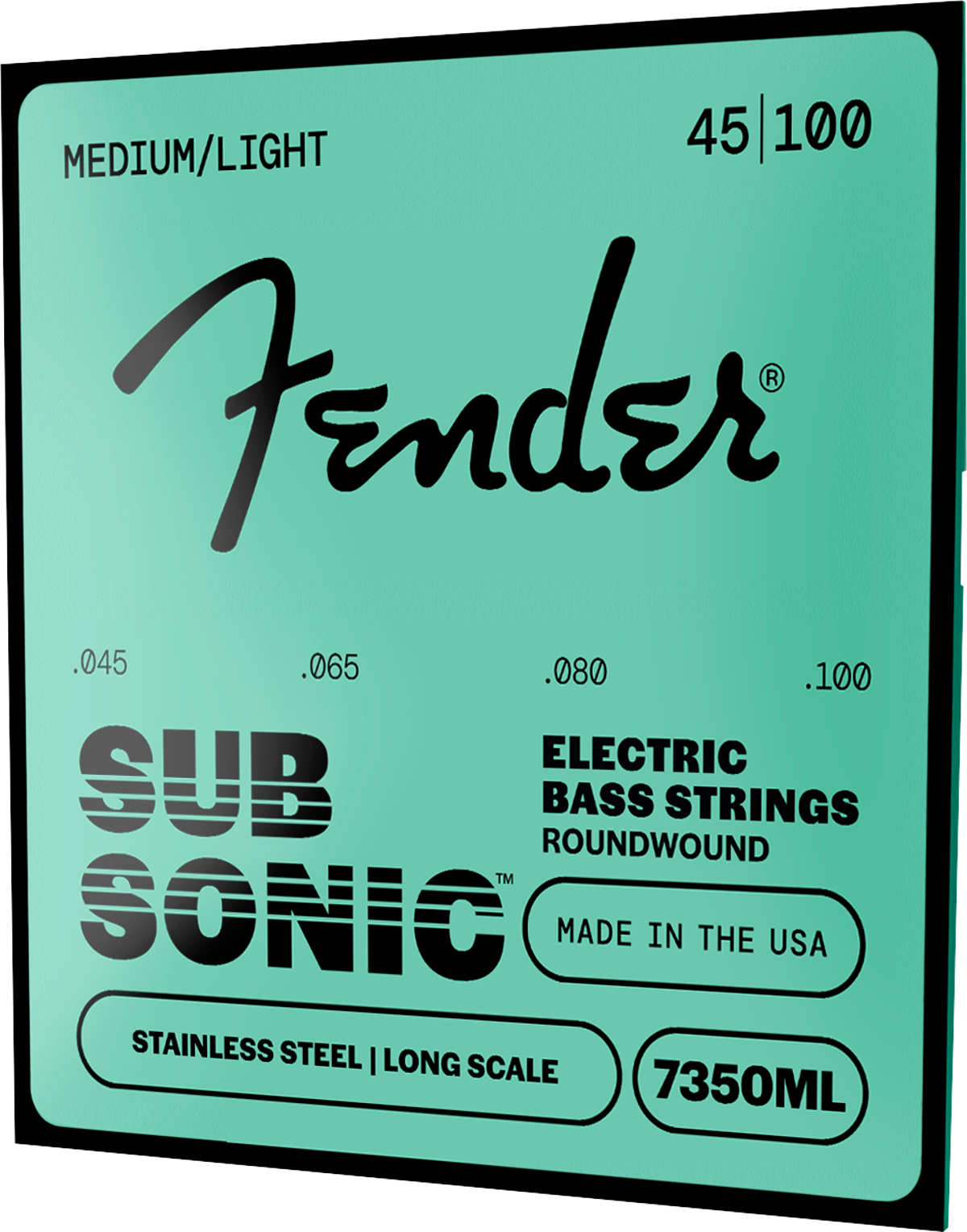 Fender Stainless 7350's Bass Strings, Stainless Steel Roundwound, Long Scale, 7350ML .045-.100 Gauges, (4)