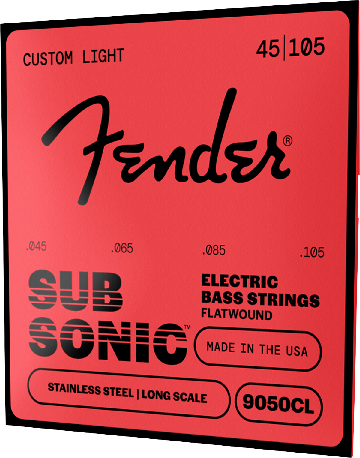 Fender Stainless 9050's Bass Strings, Stainless Steel Flatwound, 9050CL .045-.105 Gauges, (4)