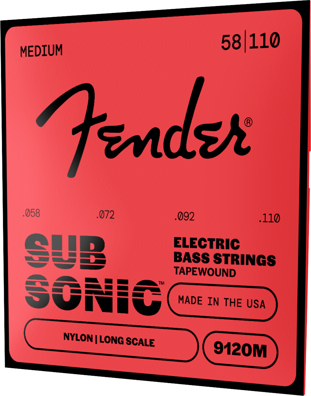 Fender 9120 Bass Strings, Nylon Taperwound, .058-.110 Gauge (4)