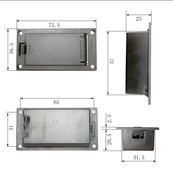 9V Battery Box W/ Lead Clip