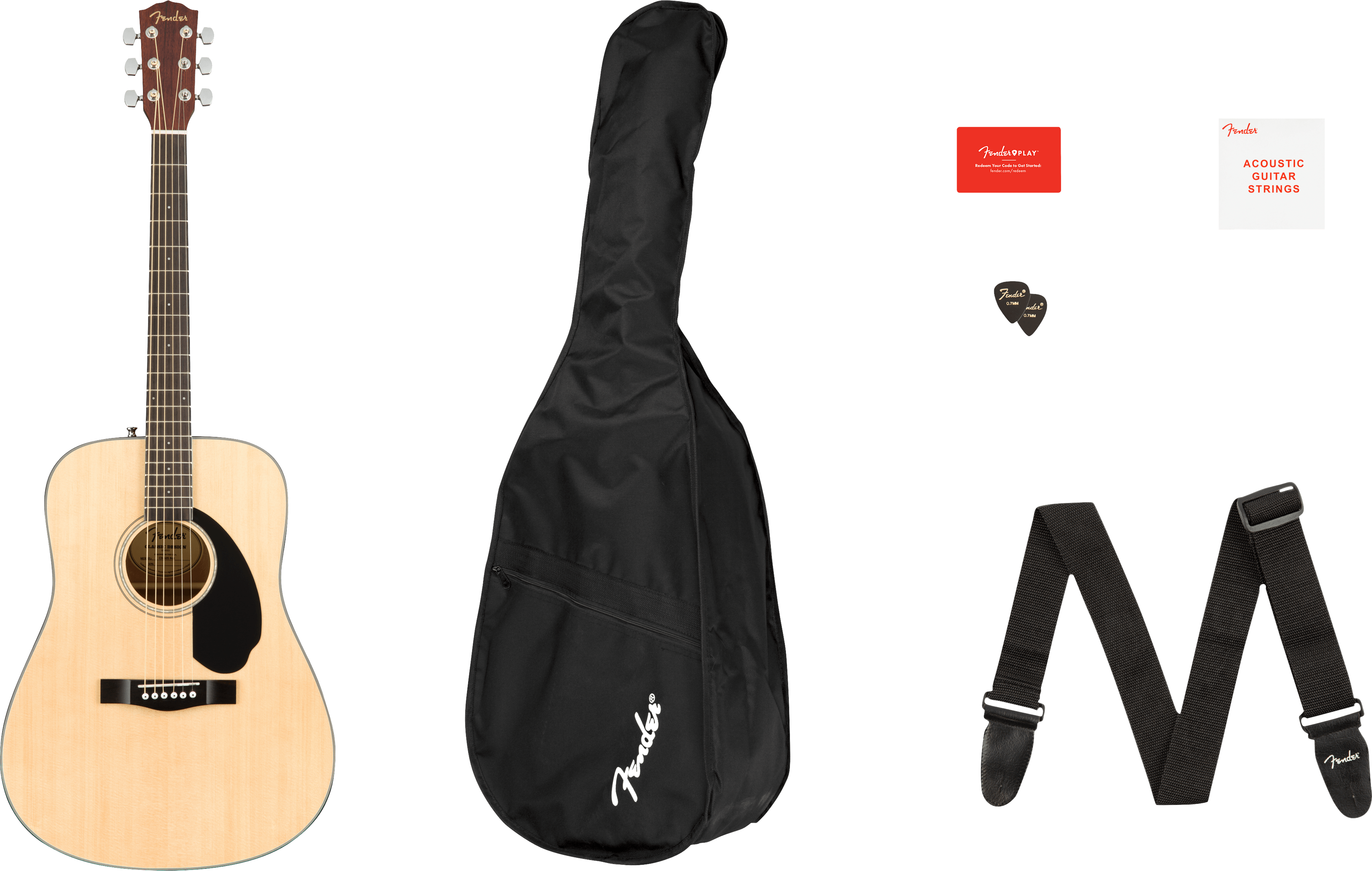 Fender CD-60S Dreadnought Acoustic Guitar Pack V2, Natural