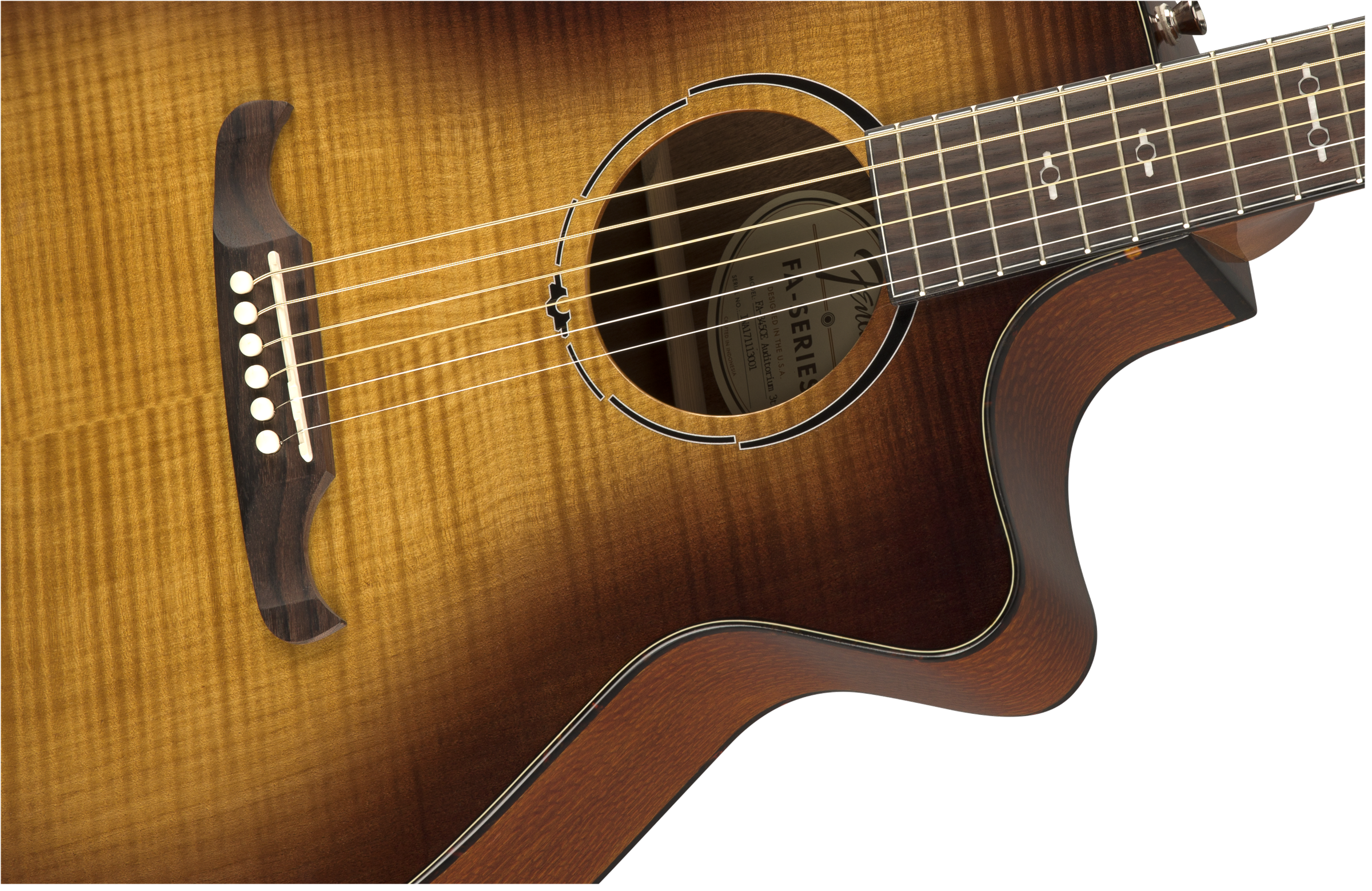 Fender FA-345CE Auditorium Acoustic Guitar, Laurel Fingerboard, 3-Color Tea Burst