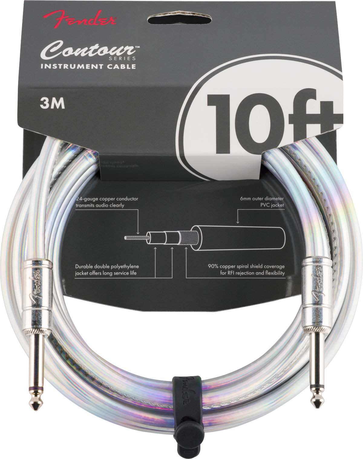 Fender Contour Instrument Cable, Iridescent, 10'