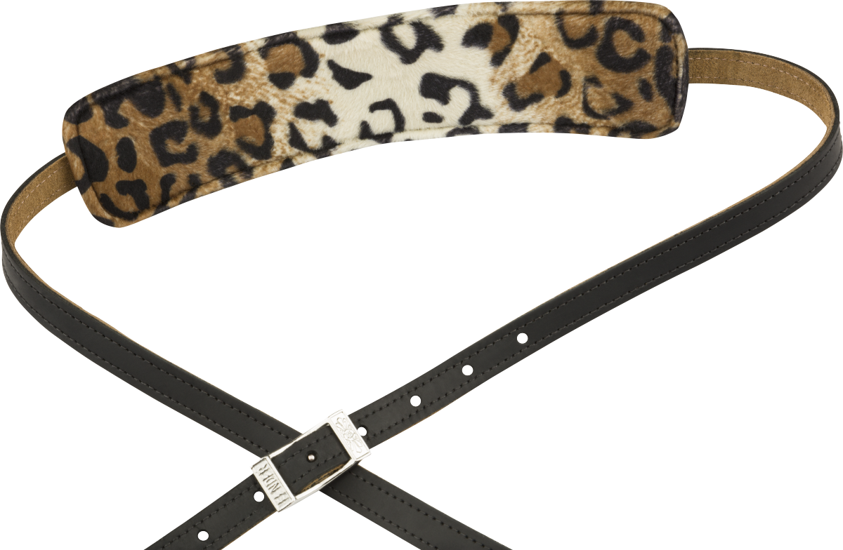 Fender Joe Strummer Vintage Saddle Strap, Black/Leopard, 2.5"