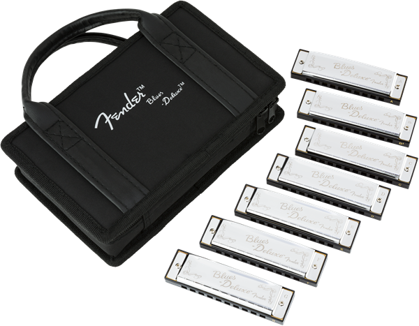 Fender Blues Deluxe Harmonica, Pack of 7, W/ Case
