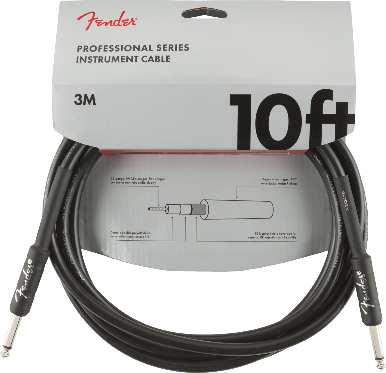 Fender Professional Series Instrument Cable, Straight/Straight, Black