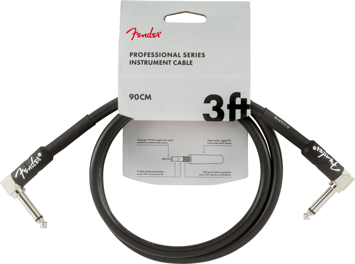 Fender Professional Series Instrument Cable, Angle/Angle, Black