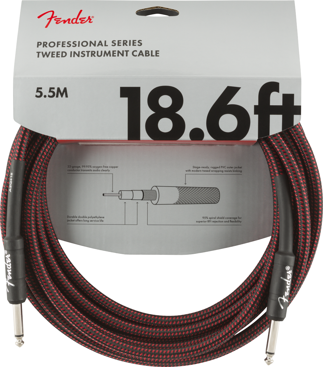 Fender Professional Series Tweed Instrument Cable, Straight/Straight
