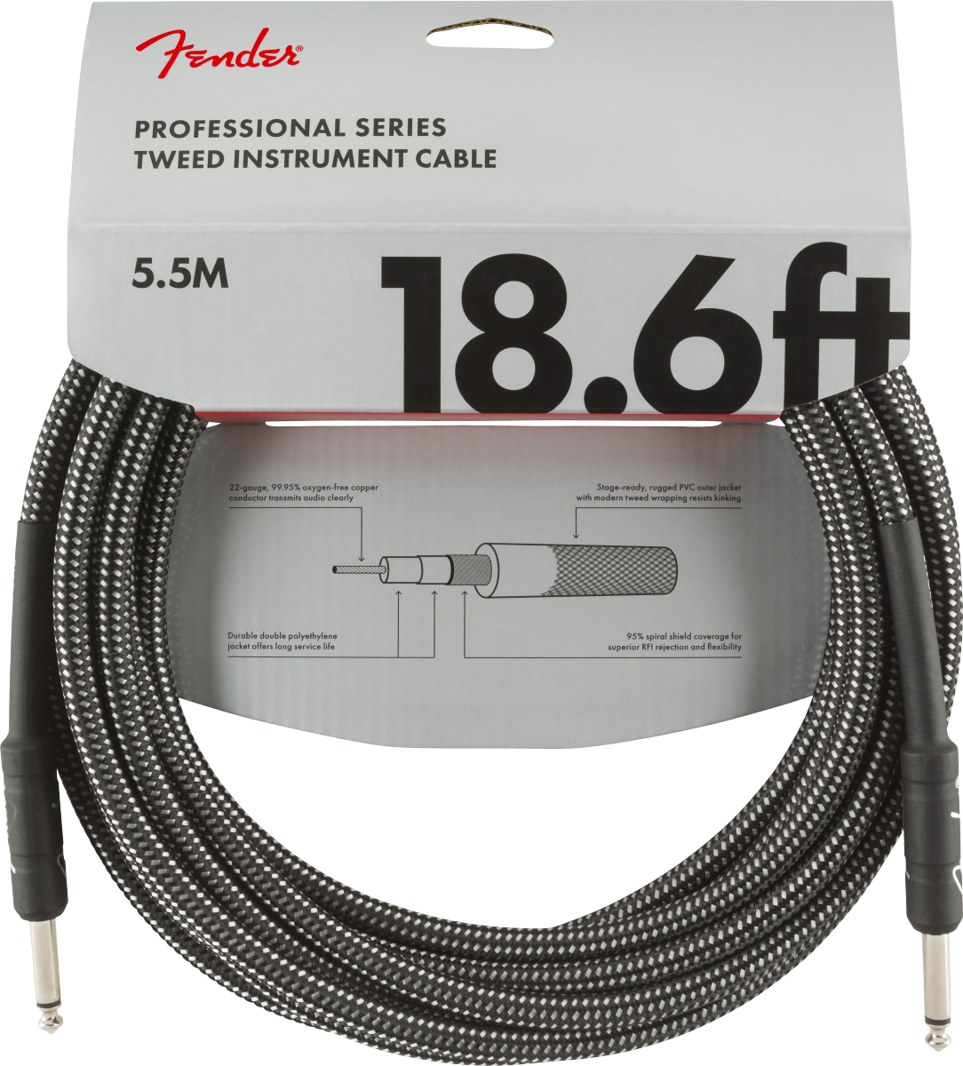 Fender Professional Series Tweed Instrument Cable, Straight/Straight
