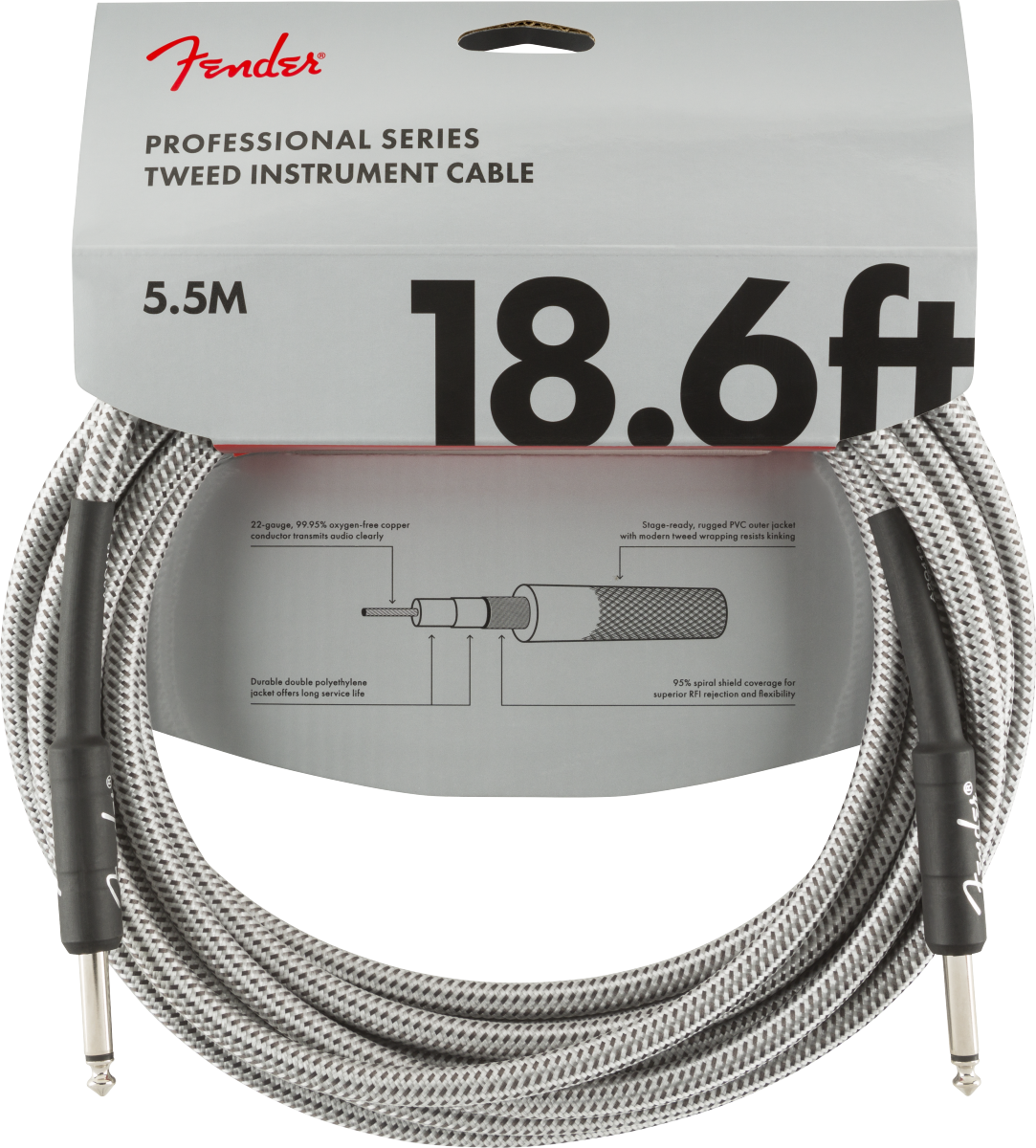 Fender Professional Series Tweed Instrument Cable, Straight/Straight