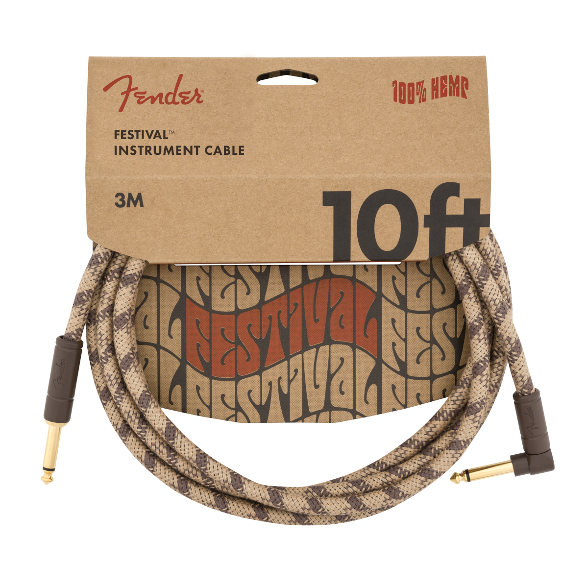 Fender Pure Hemp Festival Instrument Cable, Straight/Angle
