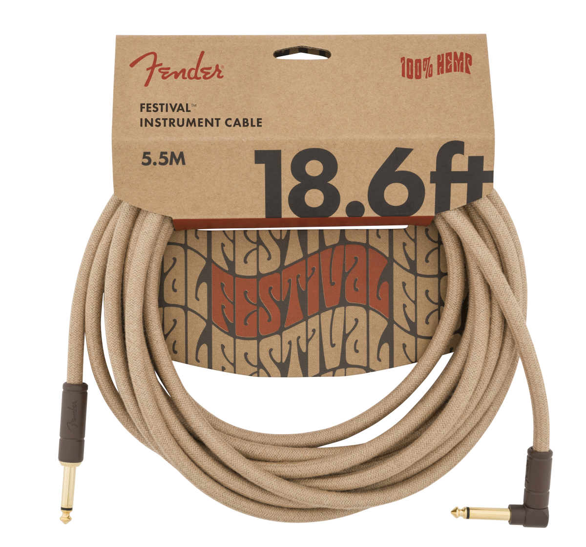 Fender Pure Hemp Festival Instrument Cable, Straight/Angle