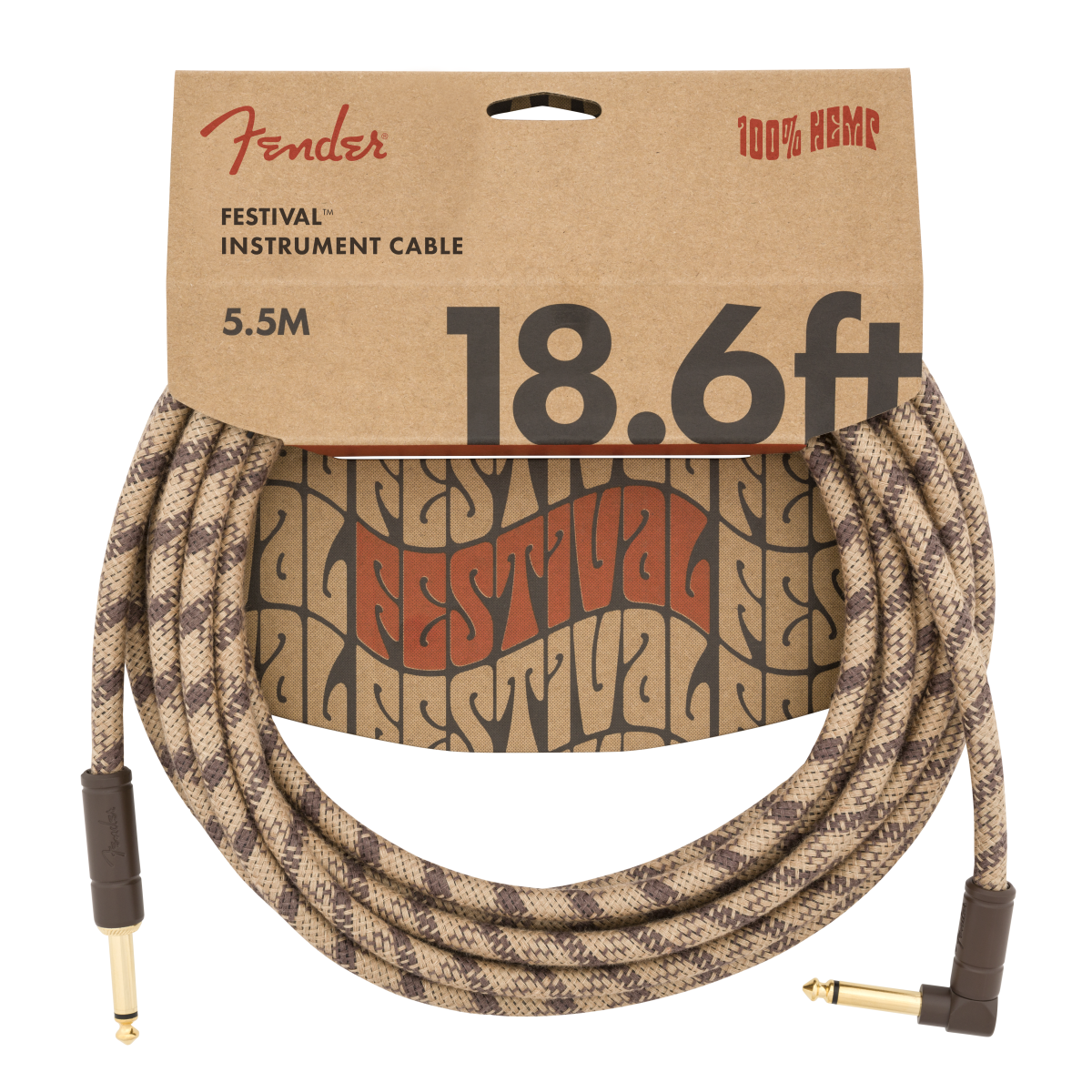 Fender Pure Hemp Festival Instrument Cable, Straight/Angle
