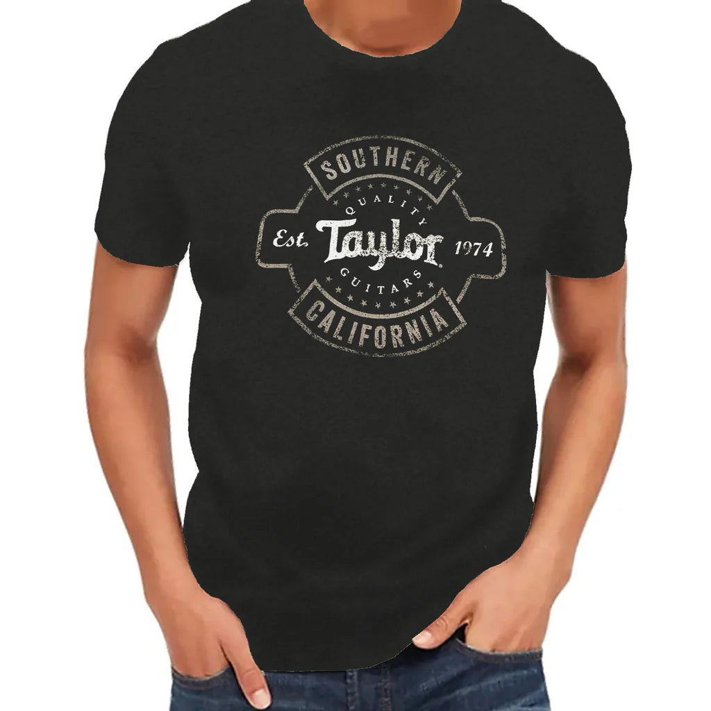 Taylor Men's T-Shirt, Black/White Distresseded Logo