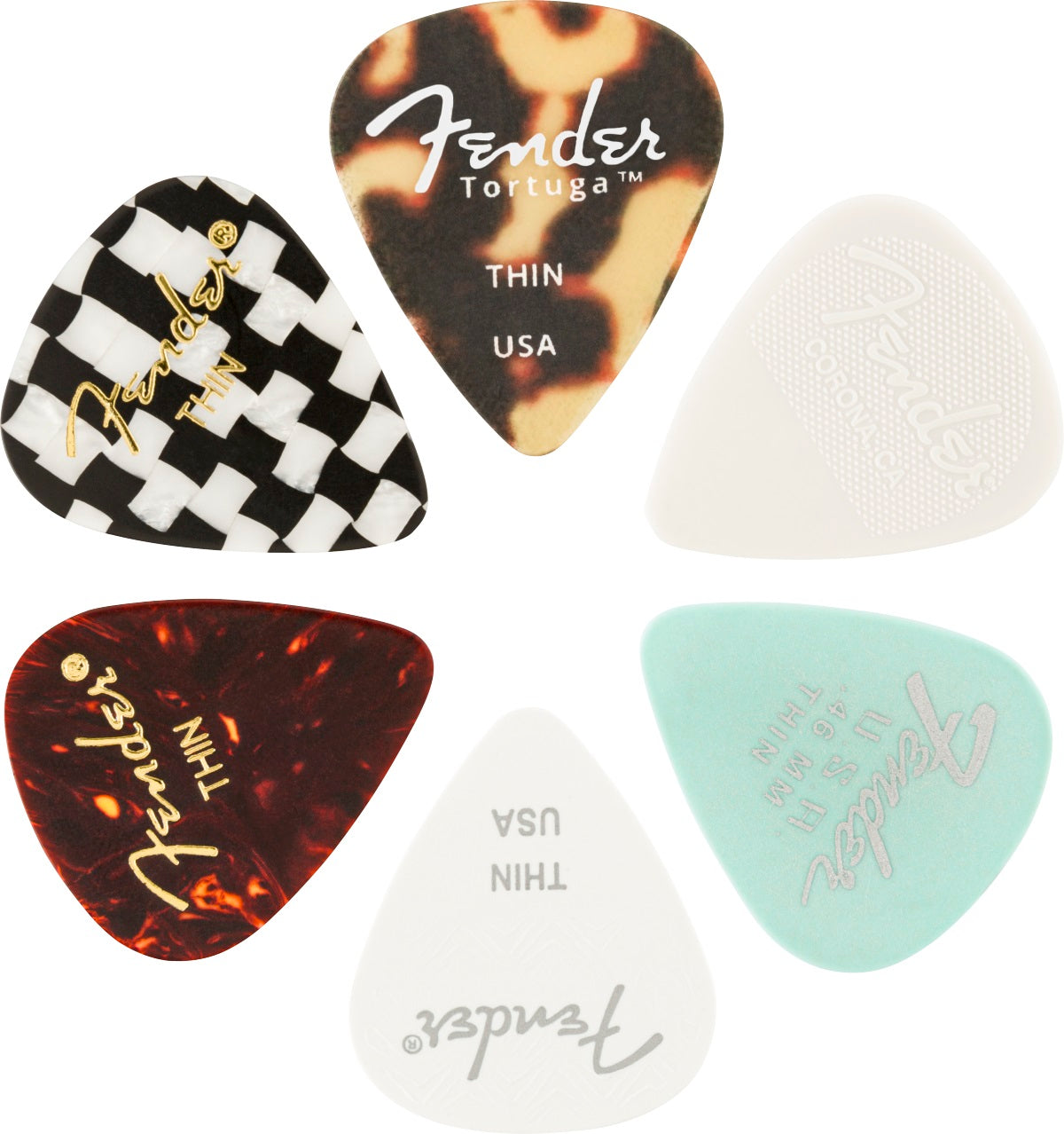 Fender 351 Shape Material Medley Picks (6)