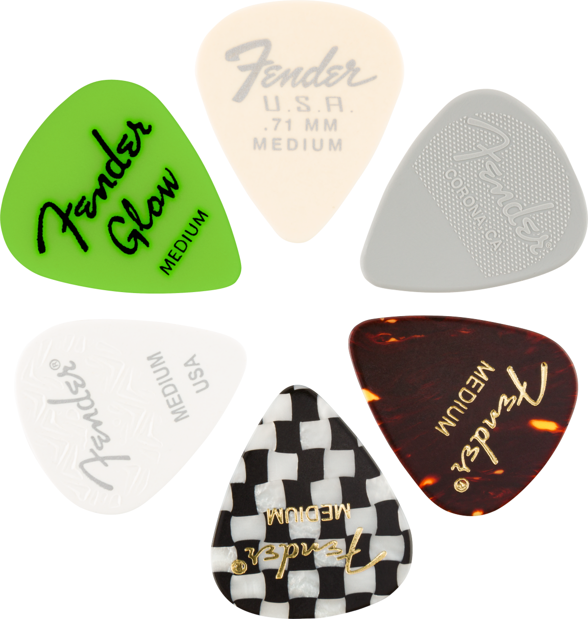 Fender 351 Shape Material Medley Picks (6)