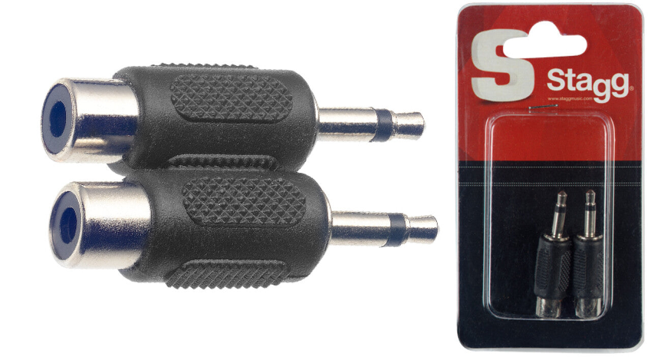 Stagg 3.5mm Male to RCA Female Adapter, 2-Pack