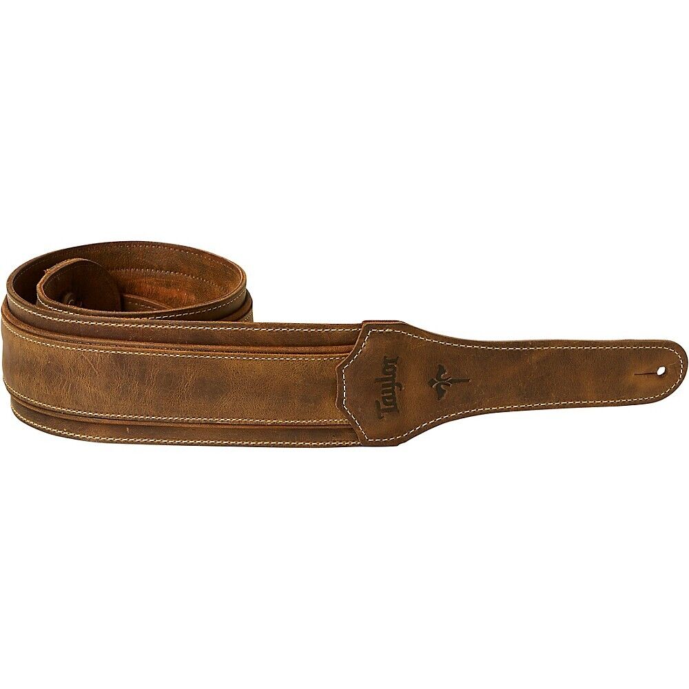 Taylor Wings Leather Guitar Strap, Dark Brown