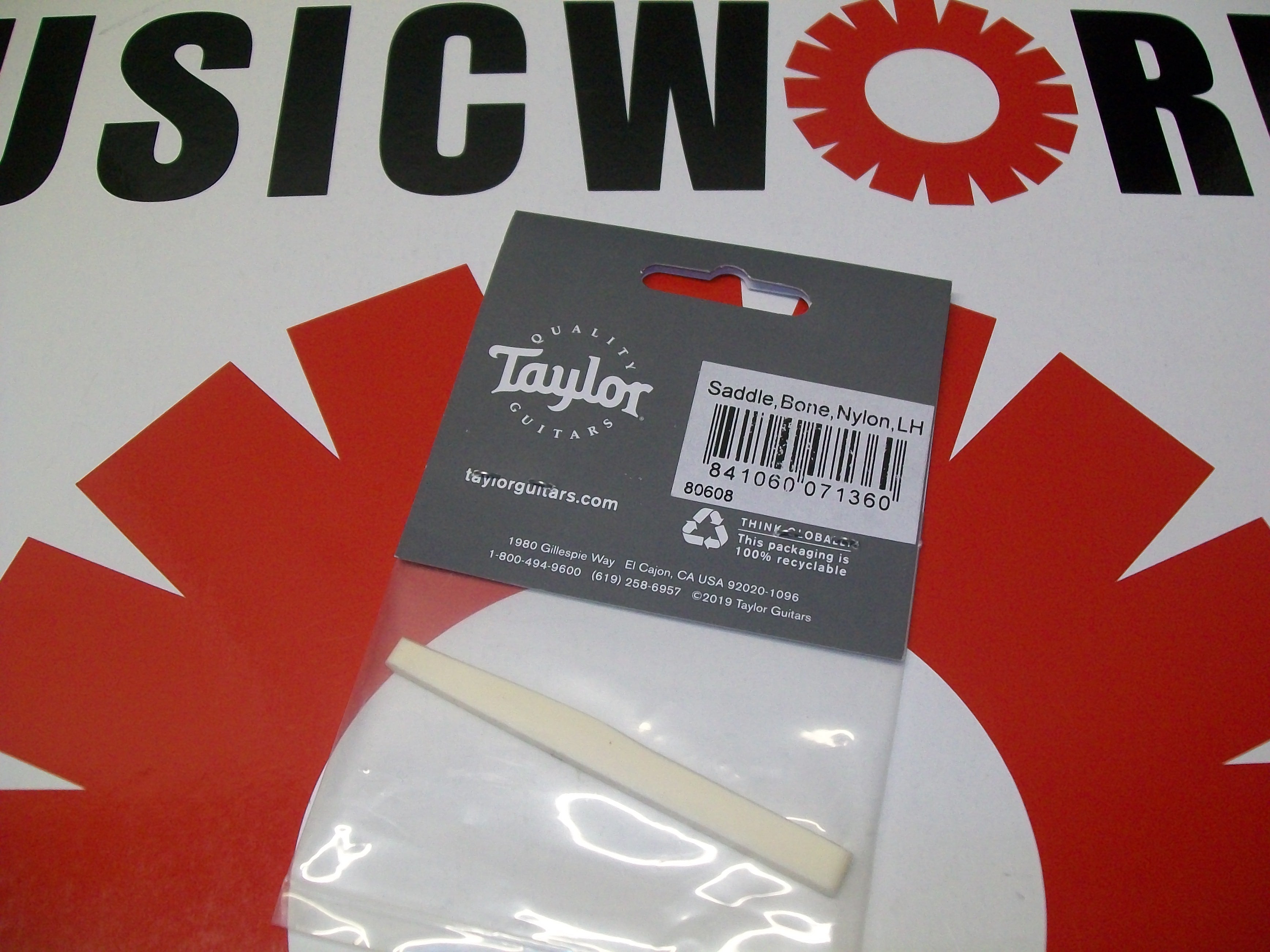 Taylor Bone Saddle for Nylon-Stringed Left-Handed Acoustic