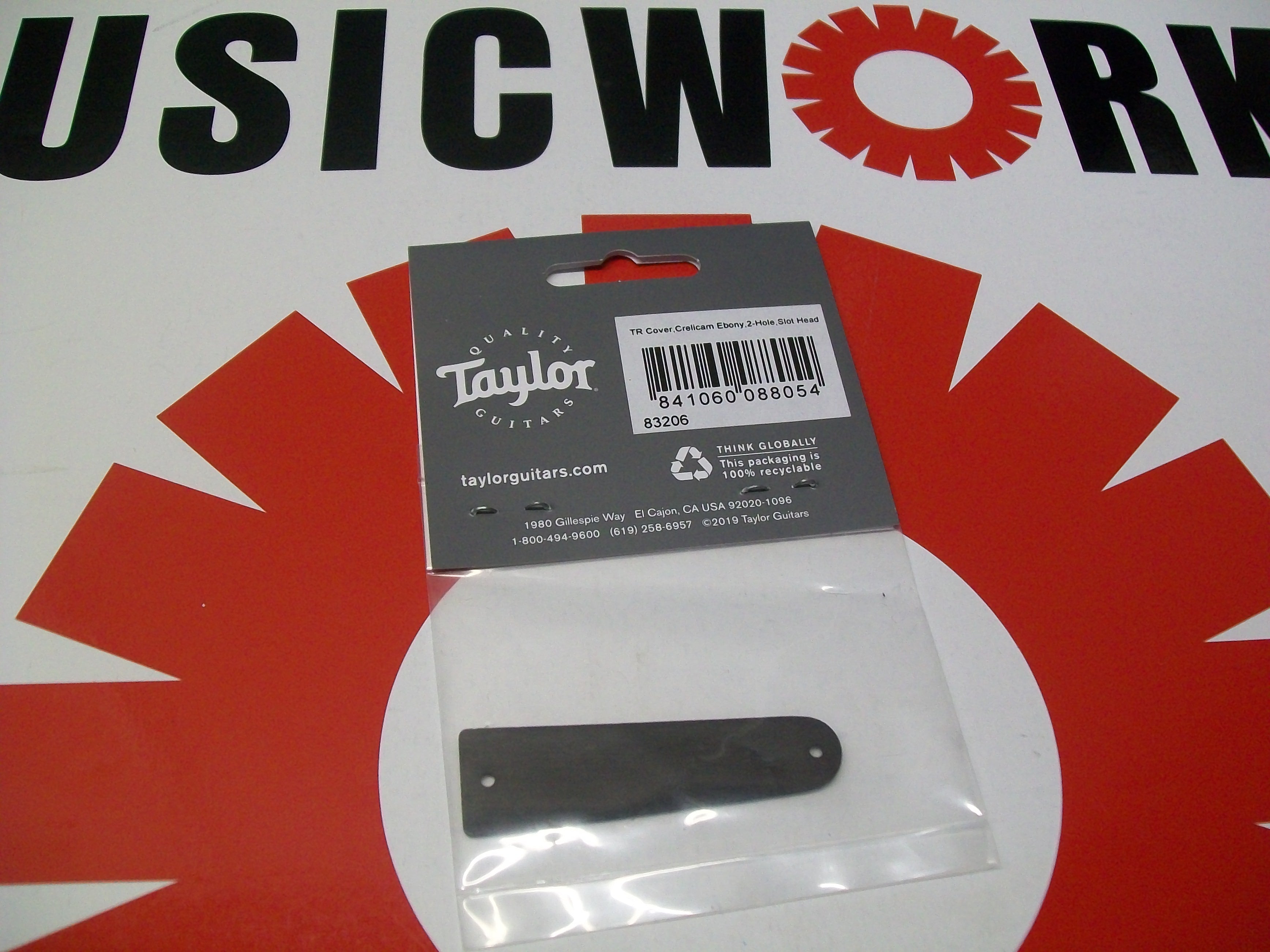 Taylor 2-Hole Slot Head Truss Rod Cover, Crelicam Ebony