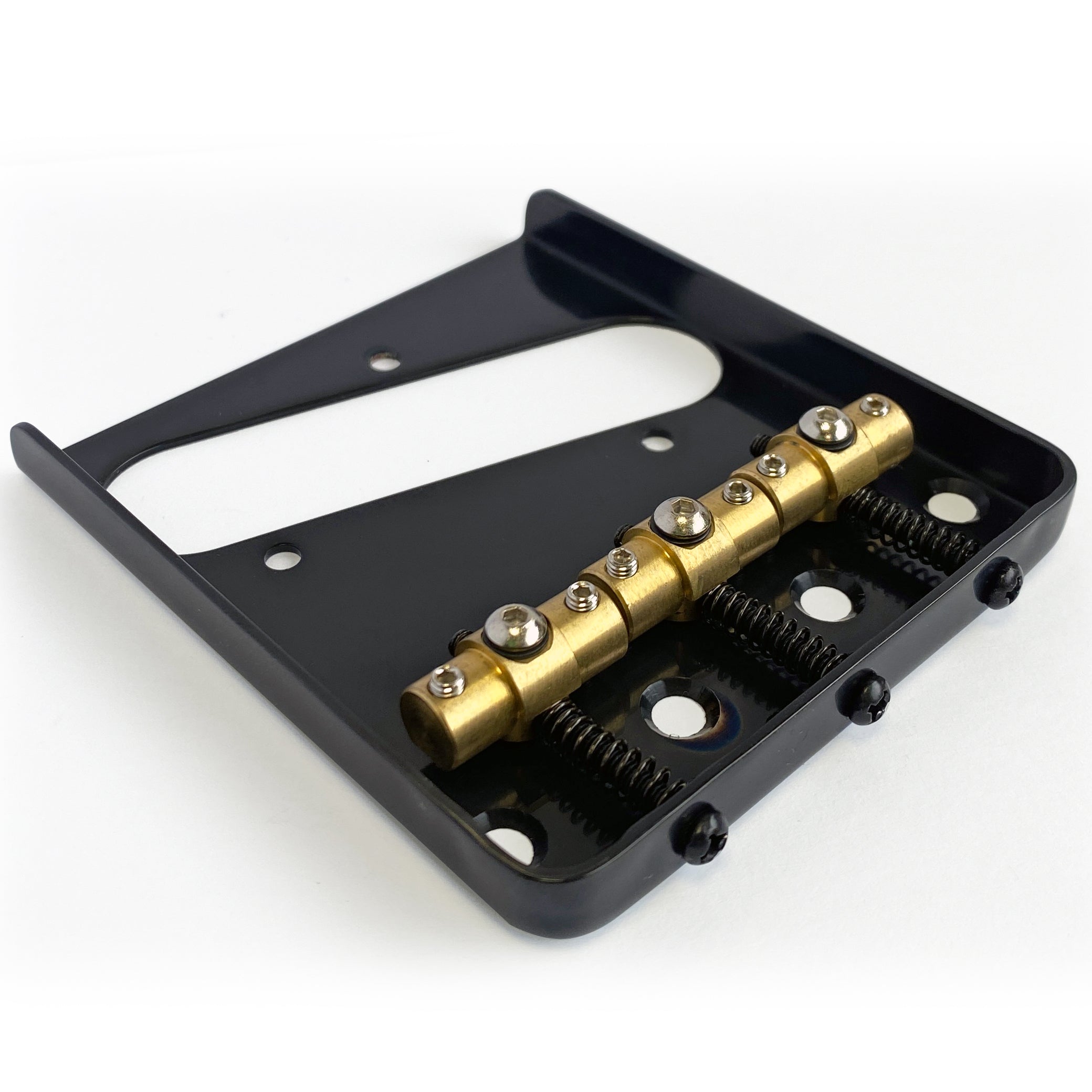AxLabs Tele-Style Bridge, Steel Plate, Brass Swivel Saddles, Black